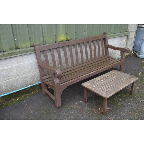 19 - Lister teak wooden garden bench with slatted back and seat - 182.5cm x 93.5cm tall together with mat... 