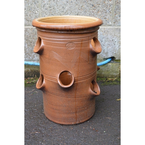 24 - Circular glazed Errington Reay & Co. strawberry pot - 30cm dia x 46cm tall