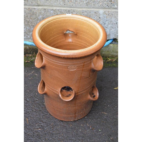 24 - Circular glazed Errington Reay & Co. strawberry pot - 30cm dia x 46cm tall