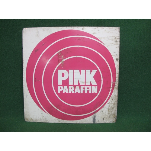 158 - Double sided aluminium sign for Pink Paraffin, in white and pink - 16