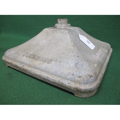 160 - Heavy square cast base with Duckhams in raised letters  on two sides, possibly for a rotating foreco... 