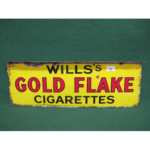 162 - Double sided enamel advertising sign for Wills's Gold Flake Cigarettes, black and red letters on a y... 