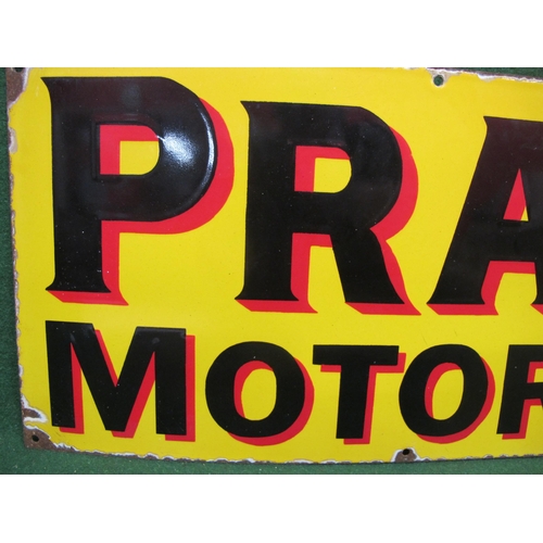 164 - Colourful reproduction enamel sign for Pratt's Motor Spirit, red shaded black letters on a yellow gr... 