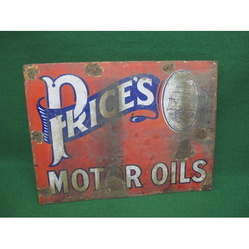 174 - Double sided enamel sign for Prices Motor Oils featuring the trademark sailing ship, white and blue ... 