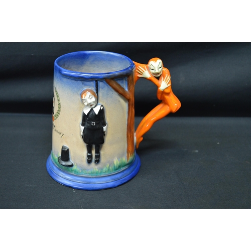 190 - Carlton ware Bass Brewery In Loving Memory advertising tankard depicting hanging man with devil form... 