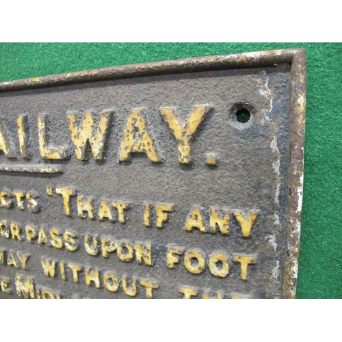 100 - Midland Railway cast iron Trespass sign dated 1893 - 26.75