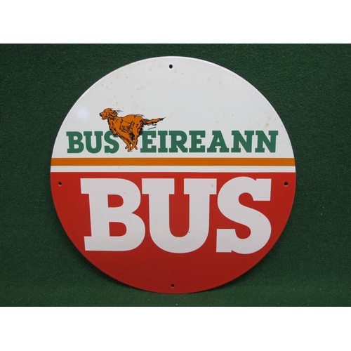 105 - Double sided circular enamel sign for Bus Eireann in six colours and featuring a running retriever d... 