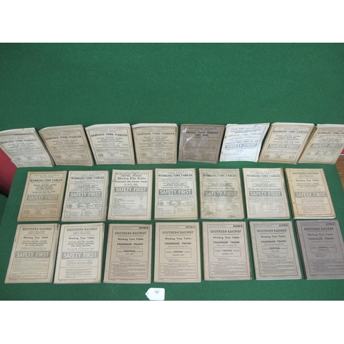 127 - Twenty one Southern Railway Central Division Working timetables for 1925, 1926 (x4), 1927, 1928 (x2)... 