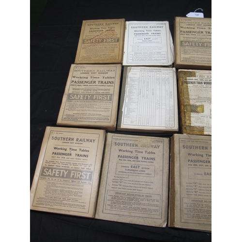 128 - Twenty one Southern Railway London East Division Working timetables for 1925 (x2), 1926, 1929, 1931,... 