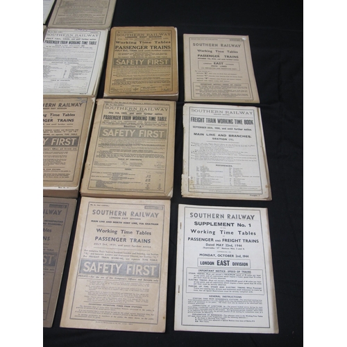 128 - Twenty one Southern Railway London East Division Working timetables for 1925 (x2), 1926, 1929, 1931,... 