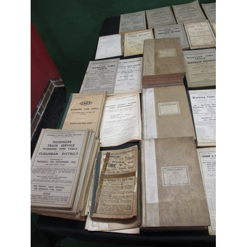 138 - Large quantity of London & North Eastern Railway (LNER) timetables from 1923 - 1947 together with Fo... 