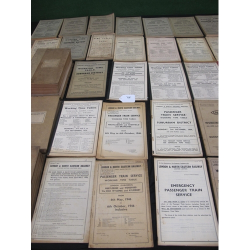 138 - Large quantity of London & North Eastern Railway (LNER) timetables from 1923 - 1947 together with Fo... 