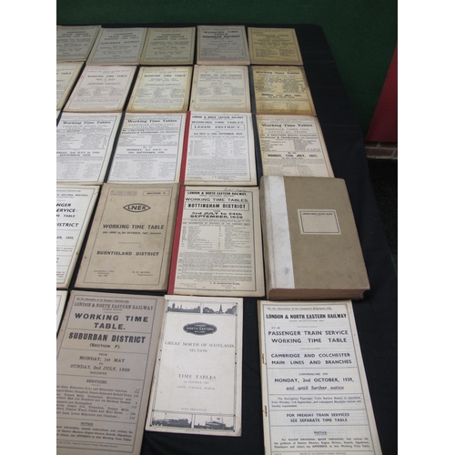 138 - Large quantity of London & North Eastern Railway (LNER) timetables from 1923 - 1947 together with Fo... 