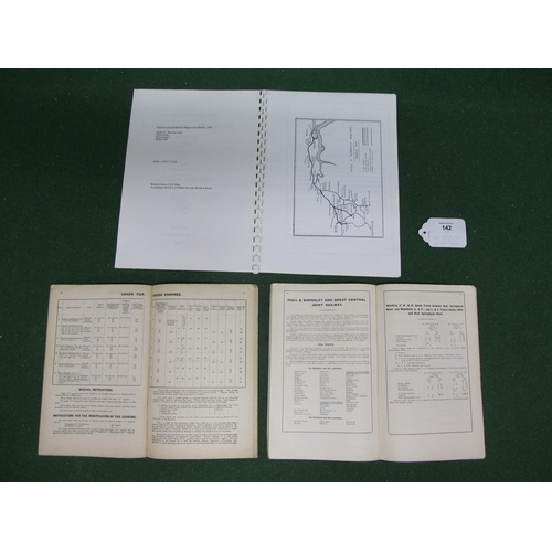 142 - Hull & Barnsley Railway (H&BRly) timetables for 1913 and 1920 together with a 1995 reprint of a 1921... 