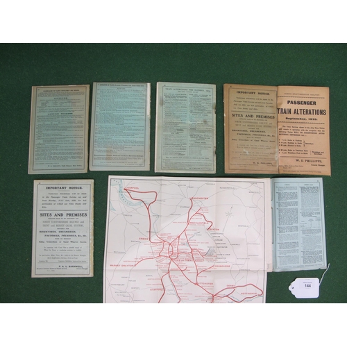 144 - Six North Staffordshire Railway (NSRly) timetables for 1888 (x2), 1904, 1919, 1920 and 1922 (the las... 