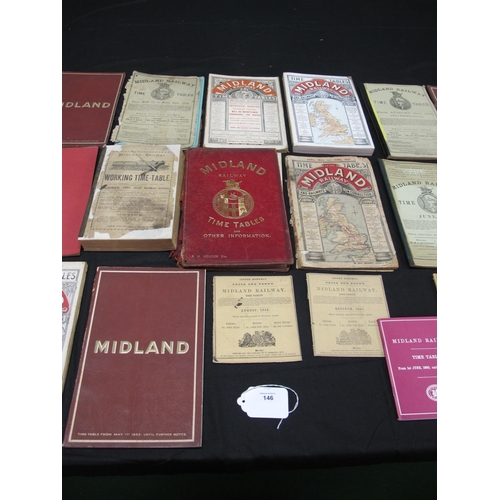 146 - Twenty three Midland Railway (MR) timetables for 1853 (x2), 1860, an 1860 reprinted in 1981, 1861, 1... 