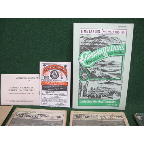 148 - Eight Cambrian Railways (CR) timetables for 1903, 1908, 1909, 1910, 1912, 1913, 1915 and 1920 togeth... 