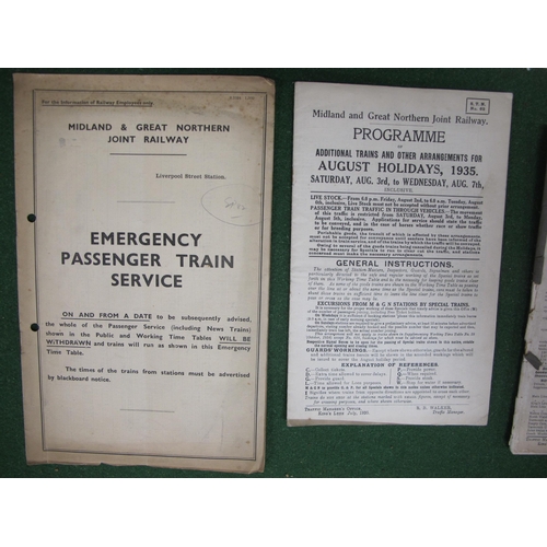 149 - Ten Midland & Great Northern Joint Railway (M&GNJR) timetables for 1900, 1908, 1911, 1914 (x2), 1920... 