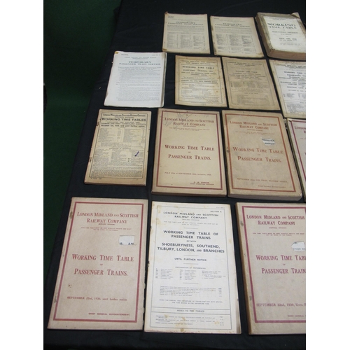 151 - Twenty eight London, Midland & Scottish Railway (LMS) timetables for 1923 (x3), 1926 (x3), 1928 (x2)... 