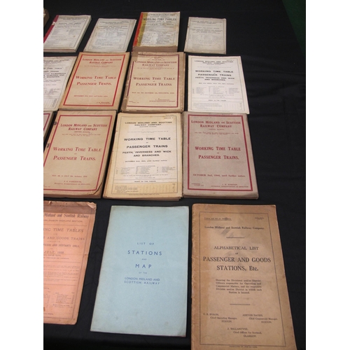 151 - Twenty eight London, Midland & Scottish Railway (LMS) timetables for 1923 (x3), 1926 (x3), 1928 (x2)... 