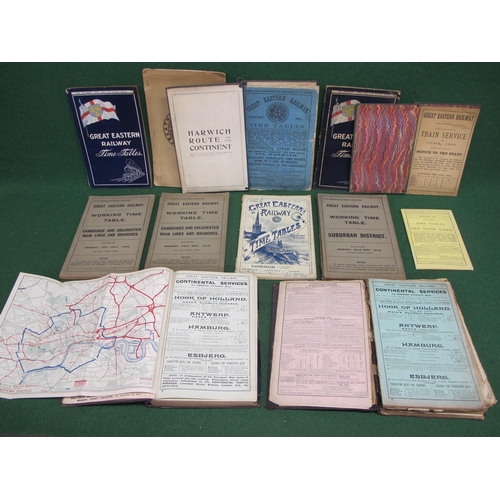 152 - Eleven Great Eastern Railway (GER) timetables for 1864, 1875, 1904, 1913, 1914 (x2), 1916 (x2), 1920... 