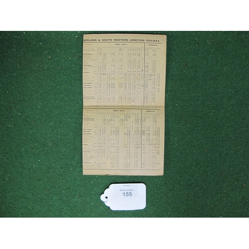 155 - Midland & South Western Junction Railway (M&SWJR) timetable from 1st August 1915