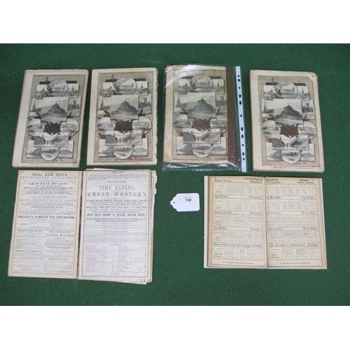 158 - Six 19th century Great Western Railway (GWR) timetables for 1859, 1862, 1829, 1894, 1896 and 1897