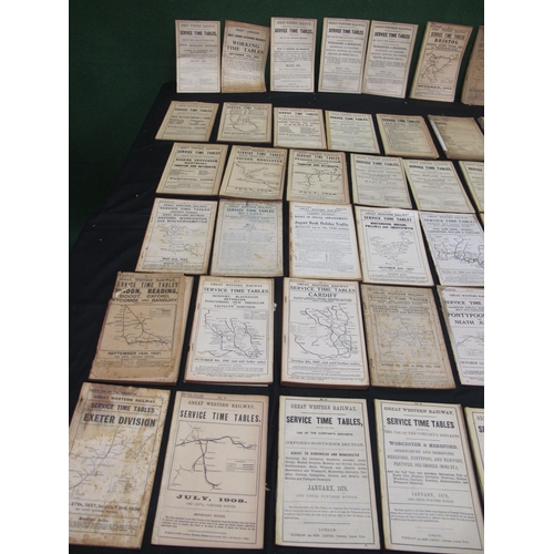 160 - Sixty Great Western Railway (GWR) Service timetables for 1872, 1876 (x7), 1877 (x3), 1878 (x2), 1879... 