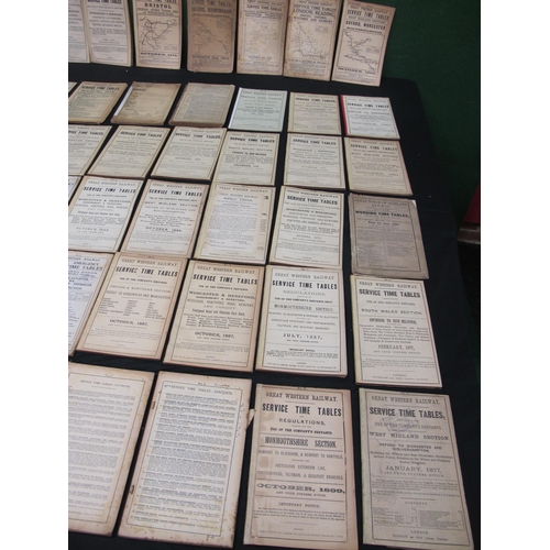 160 - Sixty Great Western Railway (GWR) Service timetables for 1872, 1876 (x7), 1877 (x3), 1878 (x2), 1879... 