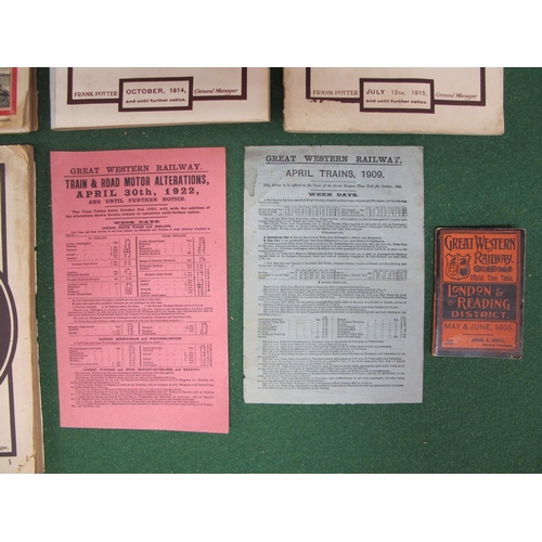 166 - Seven 20th century Great Western Railway (GWR) timetables for 1900, 1903, 1905, 1914, 1915, 1920 and... 