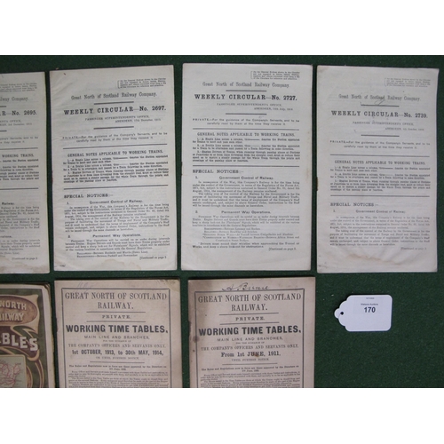 170 - Four Great North Of Scotland Railway (GNOSR) timetables for 1897, 1908, 1911 and 1914 together with ... 