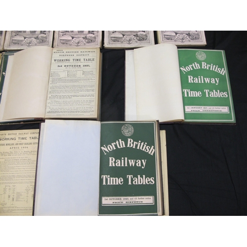 173 - Eighteen 20th century North British Railway (NBR) timetables for 1900, 1902 (x4), 1903, 1905 (x5), 1... 