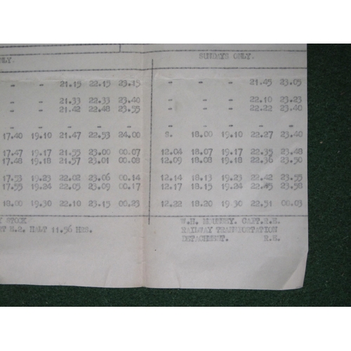 174 - Bicester Military Railway (BMR) (Built 1942) paper timetable for August 1943