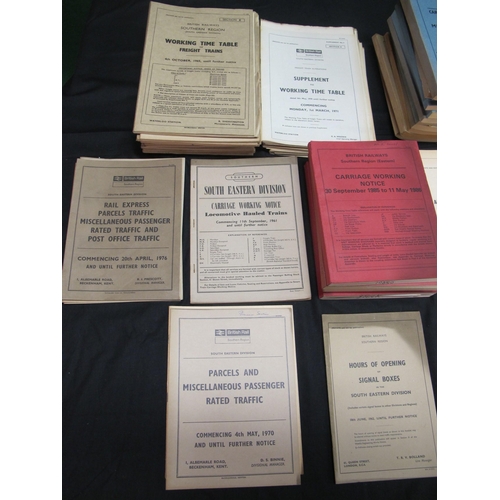 175 - Large quantity of 1960's/1970's British Rail Southern Region timetables for Mainlines, Suburban, Fre... 