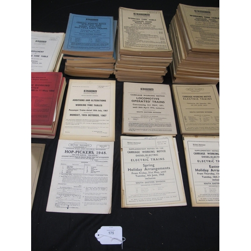 175 - Large quantity of 1960's/1970's British Rail Southern Region timetables for Mainlines, Suburban, Fre... 