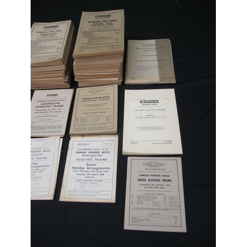 175 - Large quantity of 1960's/1970's British Rail Southern Region timetables for Mainlines, Suburban, Fre... 