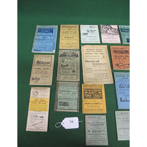 178 - Thirty 1930's-1950's pocket size timetables predominantly for south and south west England to cover ... 