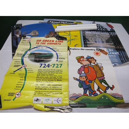 182 - Eight Green Line bus route destination and days out posters, all portrait