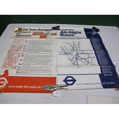 183 - London Buses Forest District network changes poster, London All-Night Buses route map, The Architect... 