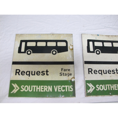 189 - Three Southern Vectis Request Stop and Fare Stage aluminium signs - 11.75