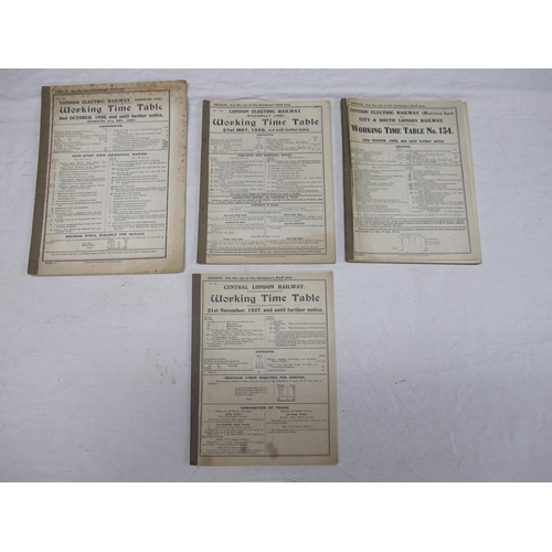 192 - Four Working timetables to comprise: Hampstead Line, Piccadilly Line and Bakerloo Line for the Londo... 