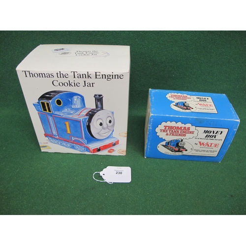 230 - Thomas the Tank Cookie Jar and Thomas the Tank Engine & Friends Money Box by Wade, Staffordshire, bo... 