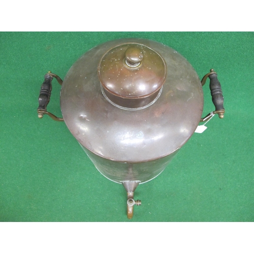 231 - Large two handled copper urn with lid and tap - 20