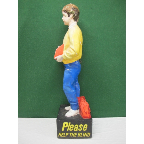 233 - 1960's fibreglass outside shop Please Help The Blind charity collection box held by a small boy - 11... 