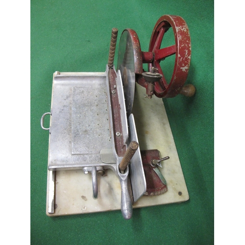 234 - Vintage shop counter cooked meat slicer of metal construction on 21