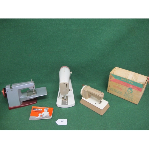 237 - Three metal working sewing machines for children to comprise: Singer Sewhandy Model 40K, boxed, Vulc... 