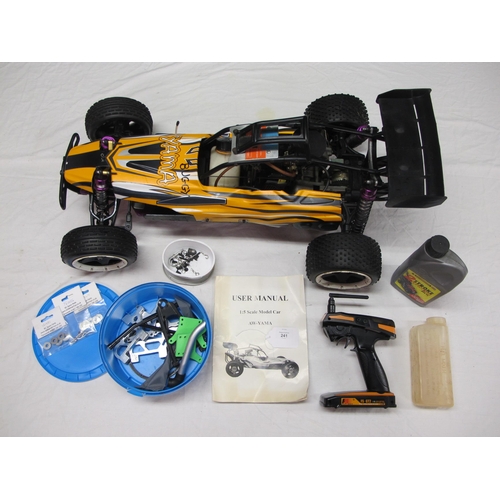 241 - Aw-Yama 1:5 scale radio controlled two wheel drive off road buggy with a powerful 23cc two stroke pe... 