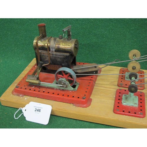 246 - Mamod stationary single cylinder steam engine with whistle, forwards and reverse lever and spirit bu... 