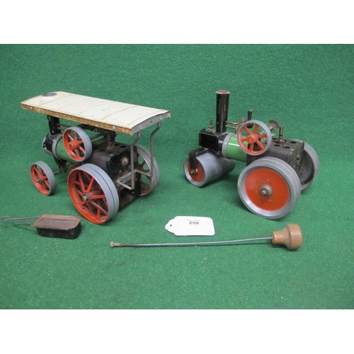 250 - Mamod steam tractor and steam roller with a spirit burner and steering column (some parts missing fr... 