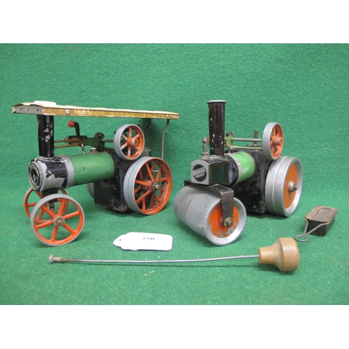 250 - Mamod steam tractor and steam roller with a spirit burner and steering column (some parts missing fr... 